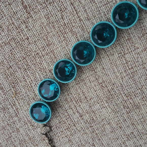 J.Crew Jumbo Teal Brûlée Brulee Crystal Necklace - Picture 6 of 11